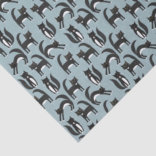 Niedliches Schwarz-Weiß-Tuxedo-Katzenmuster Seidenpapier (Ausschnitt)