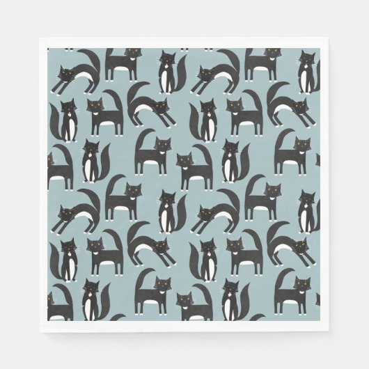 Niedliches Schwarz-Weiß-Tuxedo-Katzenmuster Serviette (Vorderseite)