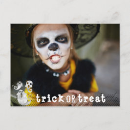 Niedliches Schwarz-Weiß-Wasserfarben-Ghosts Hallow Ankündigungspostkarte