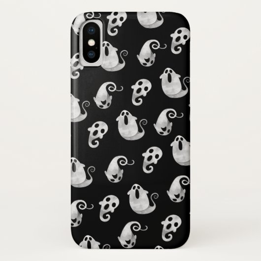 Niedliches Schwarz-Weiß-Wasserfarben-Ghosts Hallow Case-Mate iPhone Hülle (Rückseite)