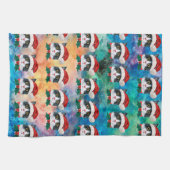 Niedliches Schwarz-Weiß-Weihnachtskatzenmuster Geschirrtuch (Horizontal)