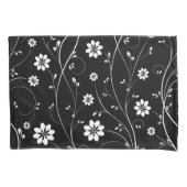 Niedliches Schwarz-Weiß-Zartes Blumenmuster Kissenbezug (Vorderseite)