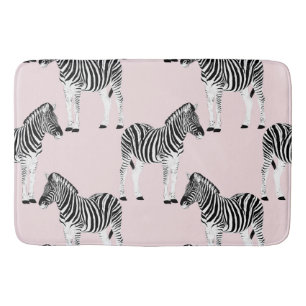 Niedliches Schwarz-Weiß-Zebra-Tierrosa-Design Badematte