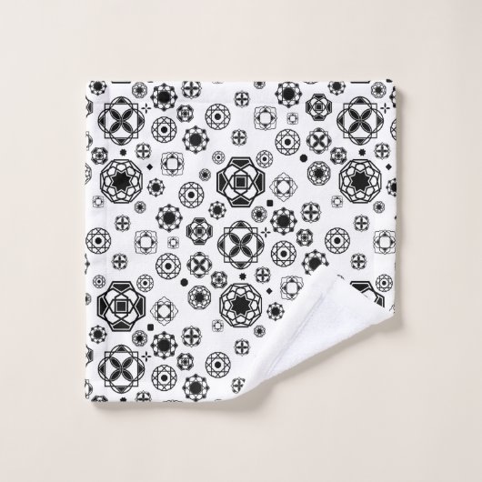 Niedliches Schwarz-weißes arabesque Dekormuster Badhandtuch Set (Waschlappen)