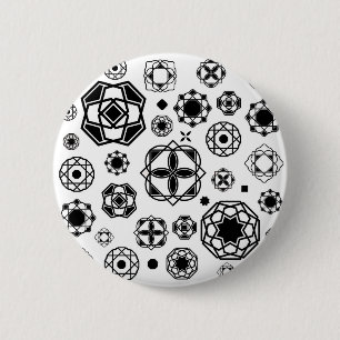Niedliches Schwarz-weißes arabesque Dekormuster Button