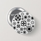 Niedliches Schwarz-weißes arabesque Dekormuster Button (Vorne & Hinten)