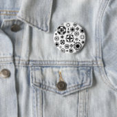 Niedliches Schwarz-weißes arabesque Dekormuster Button (Beispiel)