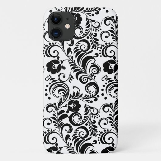 Niedliches Schwarz-weißes Blumendesign Case-Mate iPhone Hülle (Rückseite)