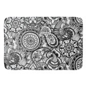 Niedliches Schwarz-weißes Blumenpaisley Badematte (Vorderseite)