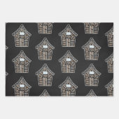 Niedliches Schwarz-weißes GingerBroad House Weihna Geschenkpapier Set (Vorderseite 3)