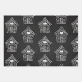 Niedliches Schwarz-weißes GingerBroad House Weihna Geschenkpapier Set (Vorderseite)