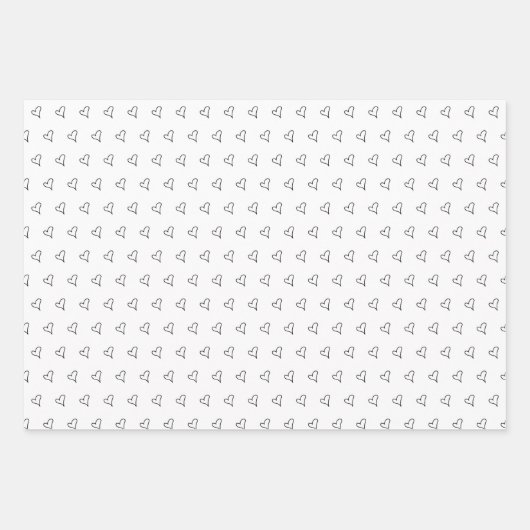 Niedliches Schwarz-weißes Herzmuster Valentine Mod Geschenkpapier Set (Vorderseite 3)