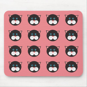 Niedliches Schwarz-weißes Katzengesicht Gemustert Mousepad