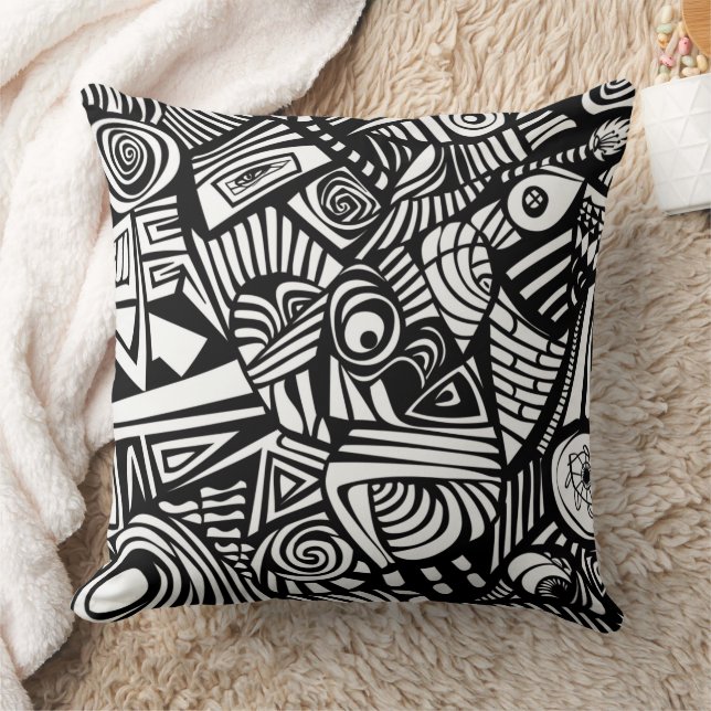 Niedliches Schwarz-weißes Muster Kissen (Decke)