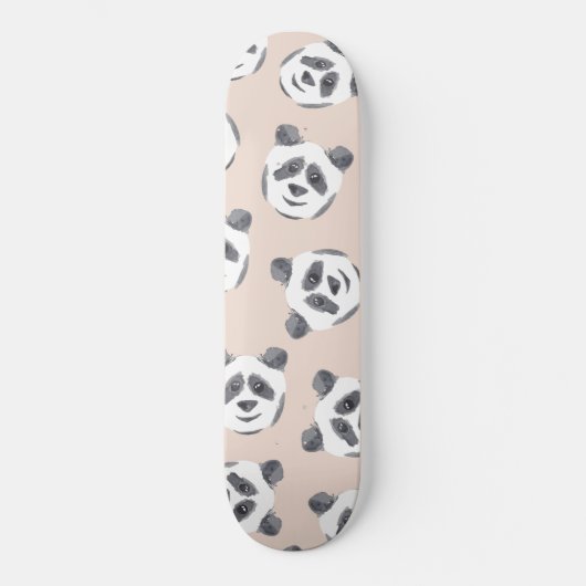 Niedliches Schwarz-weißes Pink-Aquarellmuster Skateboard (Vorderseite)