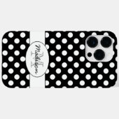 Niedliches Schwarz-weißes Polka-Dotmuster Monogram Case-Mate iPhone Hülle (Rückseite (Horizontal))