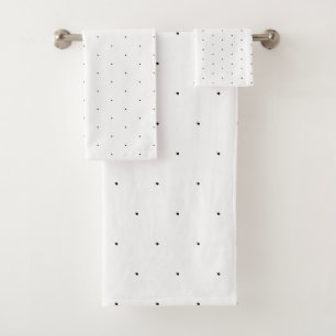 Niedliches Schwarz-weißes Polka-Muster Badhandtuch Set
