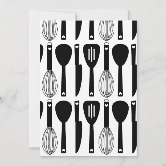 Niedliches Schwarz-weißes Potluck-Brautparty Einladung (Rückseite)