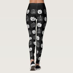 Niedliches Schwarz-weißes Pumpkins-Halloween-Part Leggings