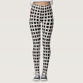 NIEDLICHES Schwarz-weißes rotes Muster Chic Leggings (Vorderseite)