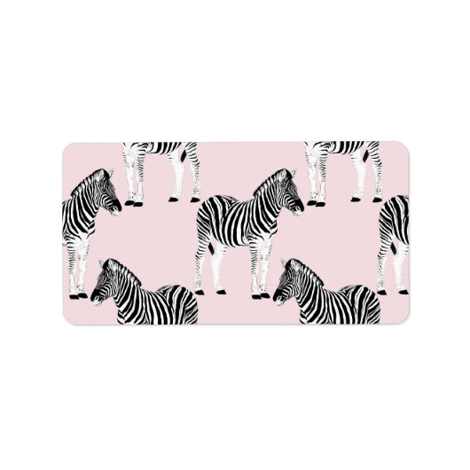 Niedliches Schwarz-weißes Zebra-Pink-Design Adressaufkleber (Vorne)
