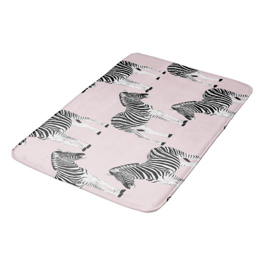 Niedliches Schwarz-weißes Zebra-Pink-Design Badematte (Schrägansicht)