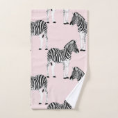 Niedliches Schwarz-weißes Zebra-Pink-Design Badhandtuch Set (Handtuch)