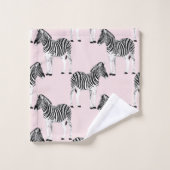 Niedliches Schwarz-weißes Zebra-Pink-Design Badhandtuch Set (Waschlappen)