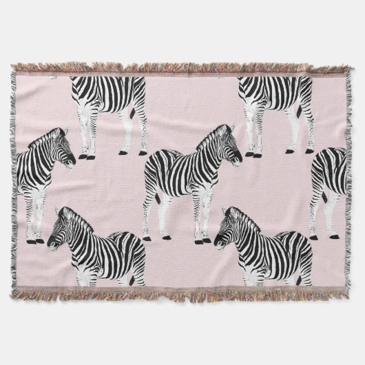 Niedliches Schwarz-weißes Zebra-Pink-Design Decke (Vorderseite)