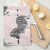 Niedliches Schwarz-weißes Zebra-Pink-Design Geschirrtuch (Viertel Falte)
