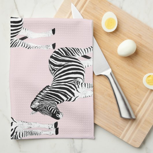 Niedliches Schwarz-weißes Zebra-Pink-Design Geschirrtuch (Viertel Falte)