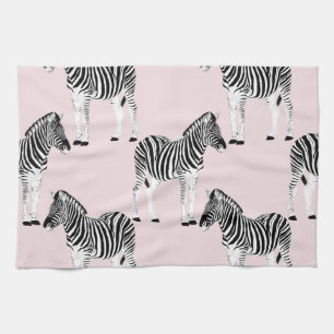 Niedliches Schwarz-weißes Zebra-Pink-Design Geschirrtuch