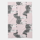 Niedliches Schwarz-weißes Zebra-Pink-Design Geschirrtuch (Vertikal)