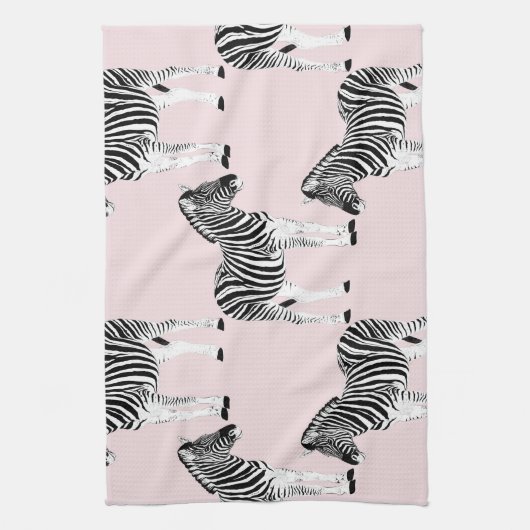 Niedliches Schwarz-weißes Zebra-Pink-Design Geschirrtuch (Vertikal)