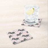 Niedliches Schwarz-weißes Zebra-Pink-Design Rechteckiger Pappuntersetzer (Vor Ort)