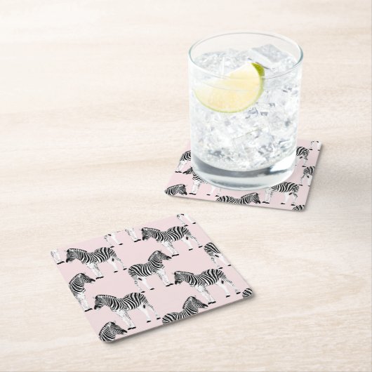 Niedliches Schwarz-weißes Zebra-Pink-Design Rechteckiger Pappuntersetzer (Vor Ort)