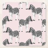 Niedliches Schwarz-weißes Zebra-Pink-Design Rechteckiger Pappuntersetzer (Vorderseite)