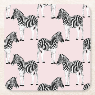 Niedliches Schwarz-weißes Zebra-Pink-Design Rechteckiger Pappuntersetzer