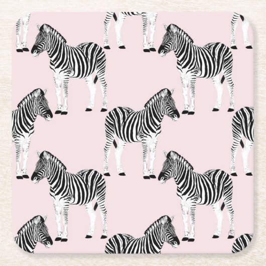 Niedliches Schwarz-weißes Zebra-Pink-Design Rechteckiger Pappuntersetzer (Vorderseite)