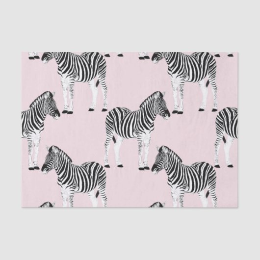 Niedliches Schwarz-weißes Zebra-Pink-Design Seidenpapier (Vorderseite)