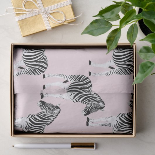 Niedliches Schwarz-weißes Zebra-Pink-Design Seidenpapier (Geschenk)