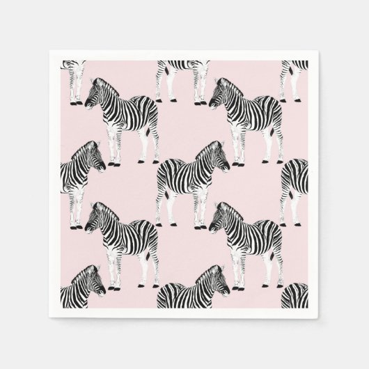 Niedliches Schwarz-weißes Zebra-Pink-Design Serviette (Vorderseite)