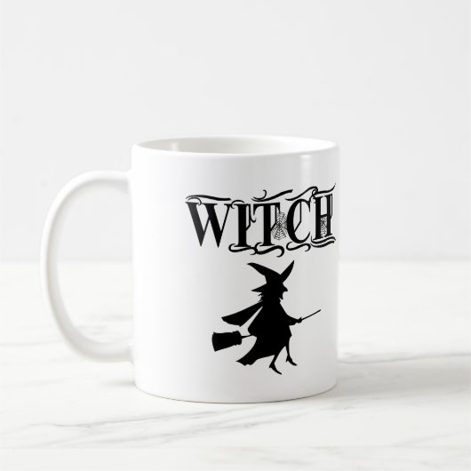 Niedliches Schwarz-Wicked-Flying-Hexe-Halloween Kaffeetasse (Links)