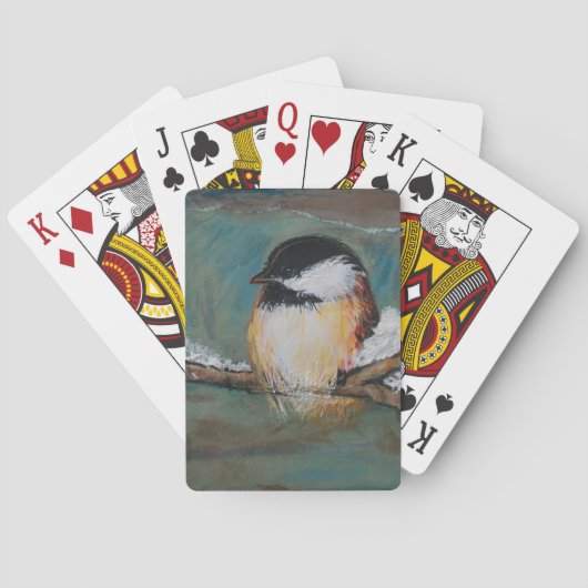 Niedliches Schwarz-Zacken-Chickadee-Bird Wintergem Spielkarten (Rückseite)