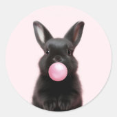 Niedliches Schwarzblasen-Pink-Blasen-Kaugummi Runder Aufkleber (Vorderseite)