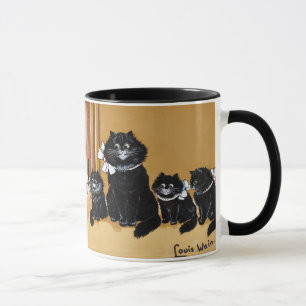 Niedliches Schwarze Katzen Gemälde von Louis Wain Tasse