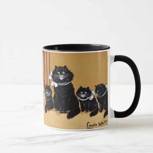 Niedliches Schwarze Katzen Gemälde von Louis Wain Tasse (Rechts)