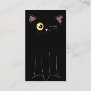 Niedliches schwarze Katzen-Haustier-sitzende Visitenkarte