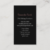 Niedliches schwarze Katzen-Haustier-sitzende Visitenkarte (Rückseite)