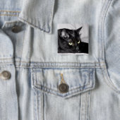 Niedliches schwarze Katzen-Porträt Button (Beispiel)